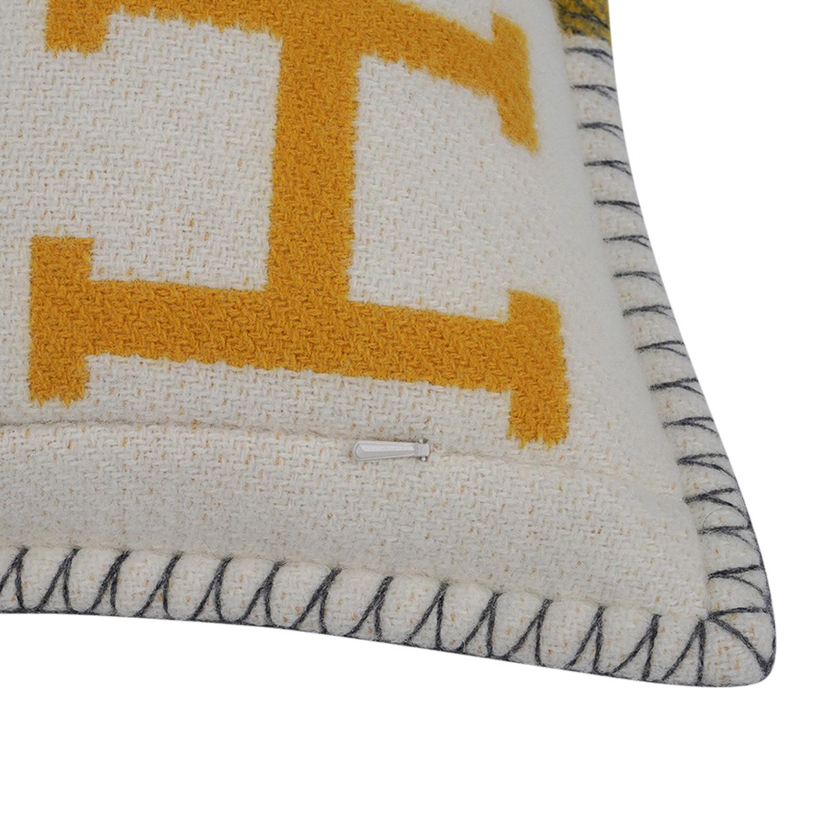 Brown Hermes Cushion Avalon III Soleil / Gris Small Model Throw Pillow Set of Two For Sale