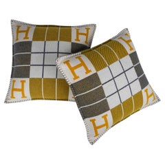 Hermes Cushion Avalon III Soleil / Gris Small Model Throw Pillow Set of Two