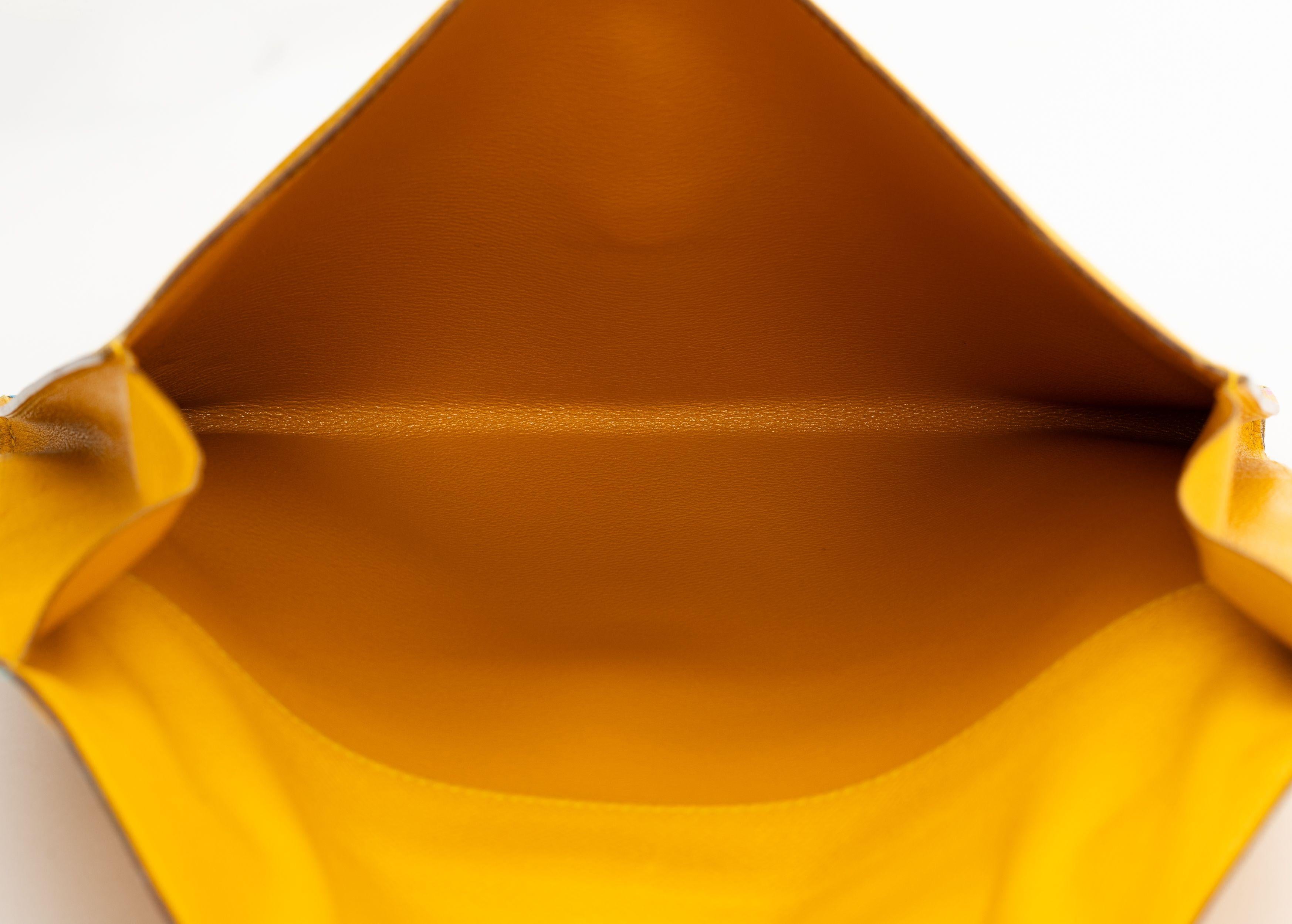 Hermès Custom Painted Yellow Clutch 3