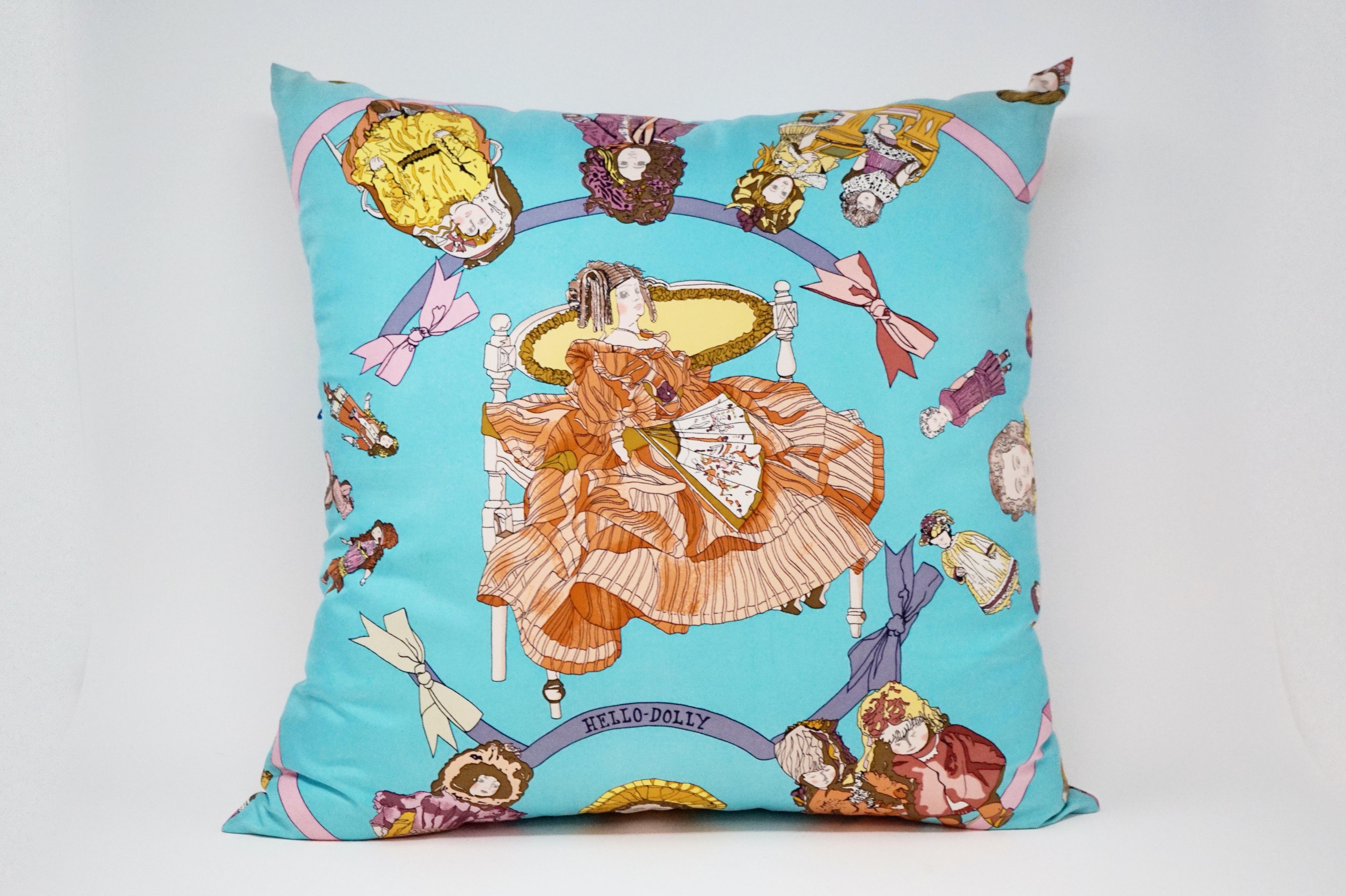 One-of-a-kind handmade custom luxury pillow crafted from a colorful and whimsical vintage 