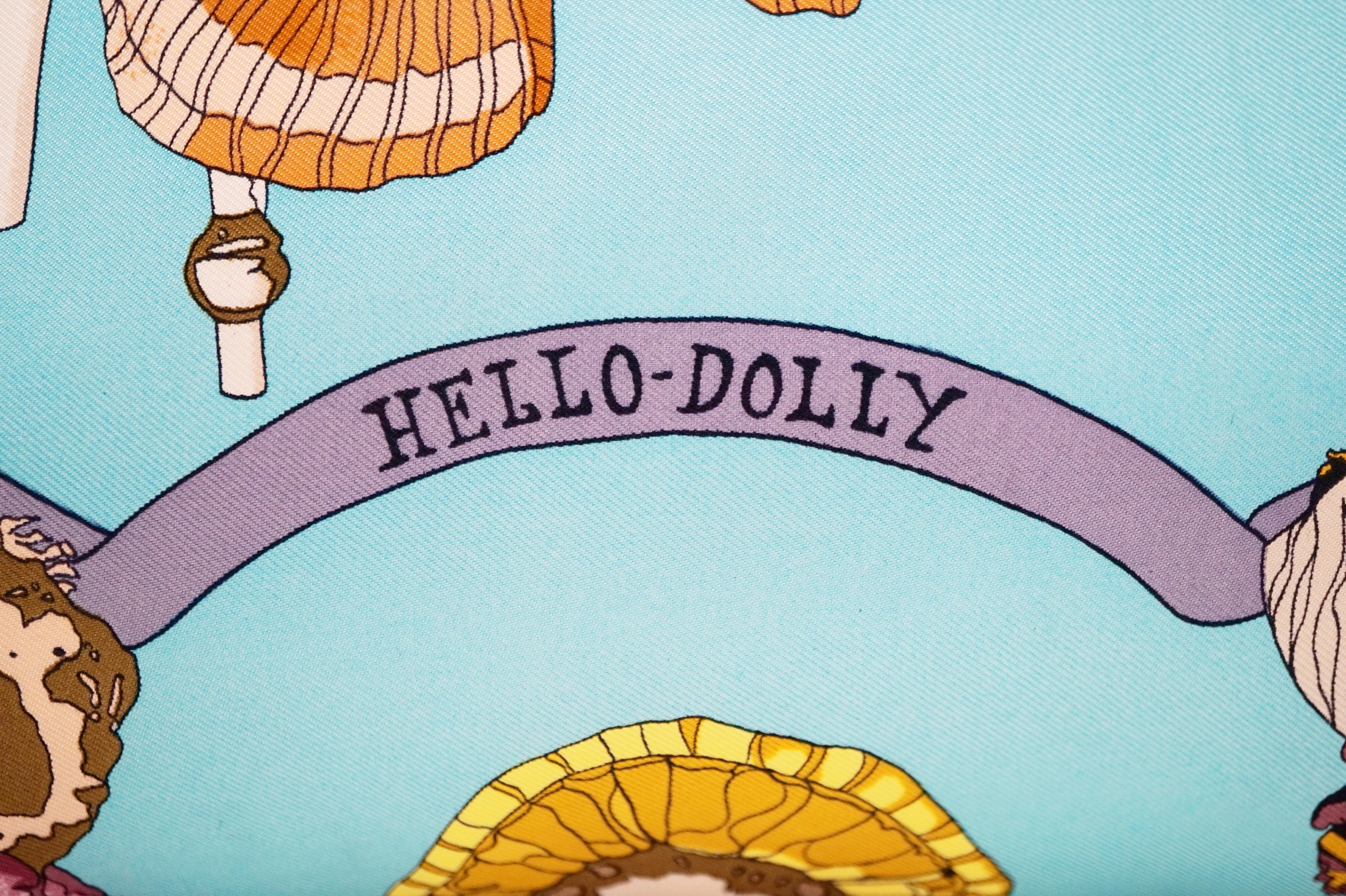 Modern Hermès Custom Silk Scarf Pillow 'Hello Dolly' by Loic Dubigeon with Hermès Box For Sale