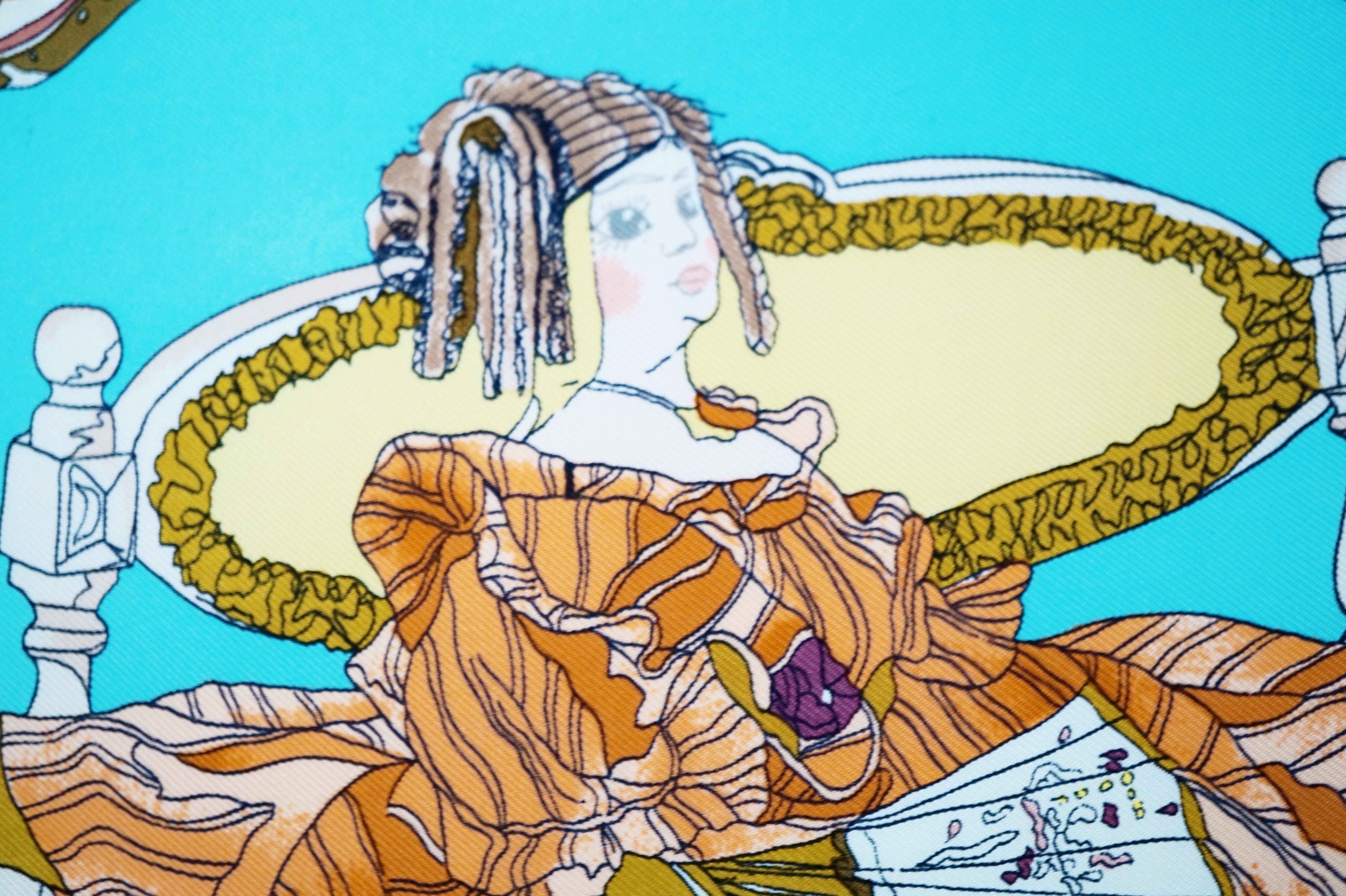 Foulard cuscino in seta personalizzato Hermès 'Hello Dolly' di Loic Dubigeon con scatola Hermès In condizioni buone in vendita a McKinney, TX