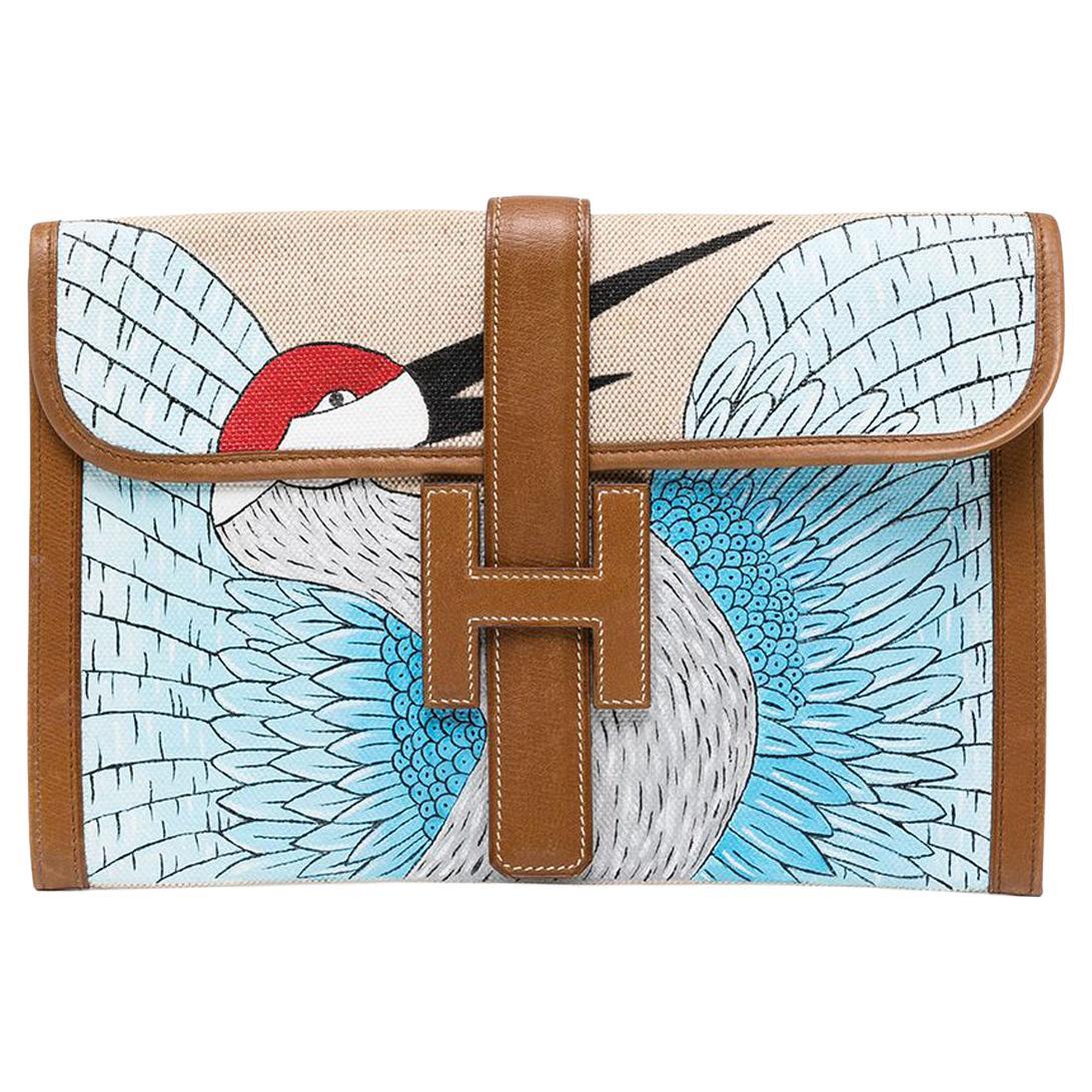 Hermès Personnalisé Beige Brun Oiseau Jige PM