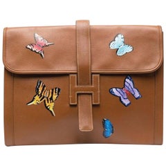 Hermès customised butterfly motif Jige GM clutch