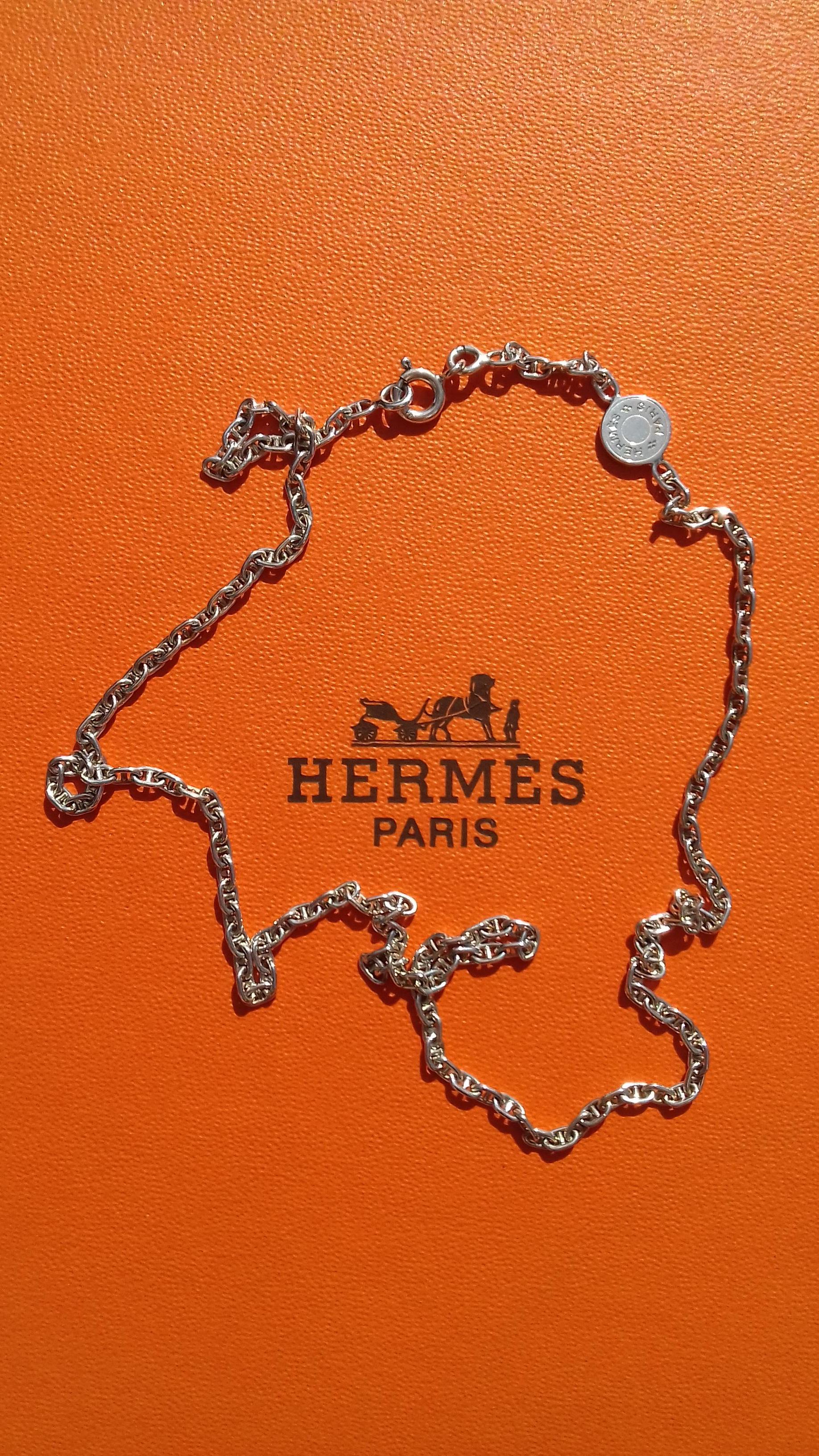 Hermès Cute Mini Chaine d'Ancre Clou de Selle Chain Necklace Silver RARE 5