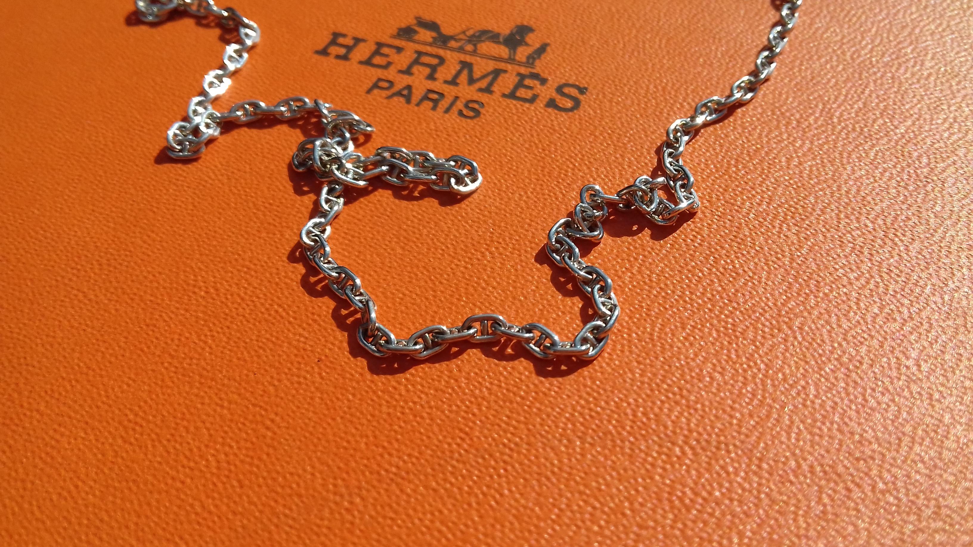 Hermès Cute Mini Chaine d'Ancre Clou de Selle Chain Necklace Silver RARE 6