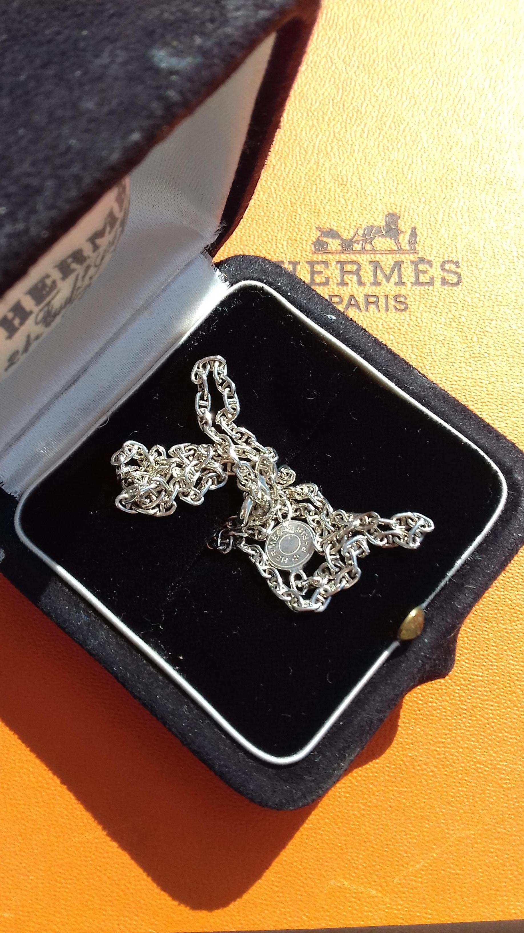 Hermès Cute Mini Chaine d'Ancre Clou de Selle Chain Necklace Silver RARE 7