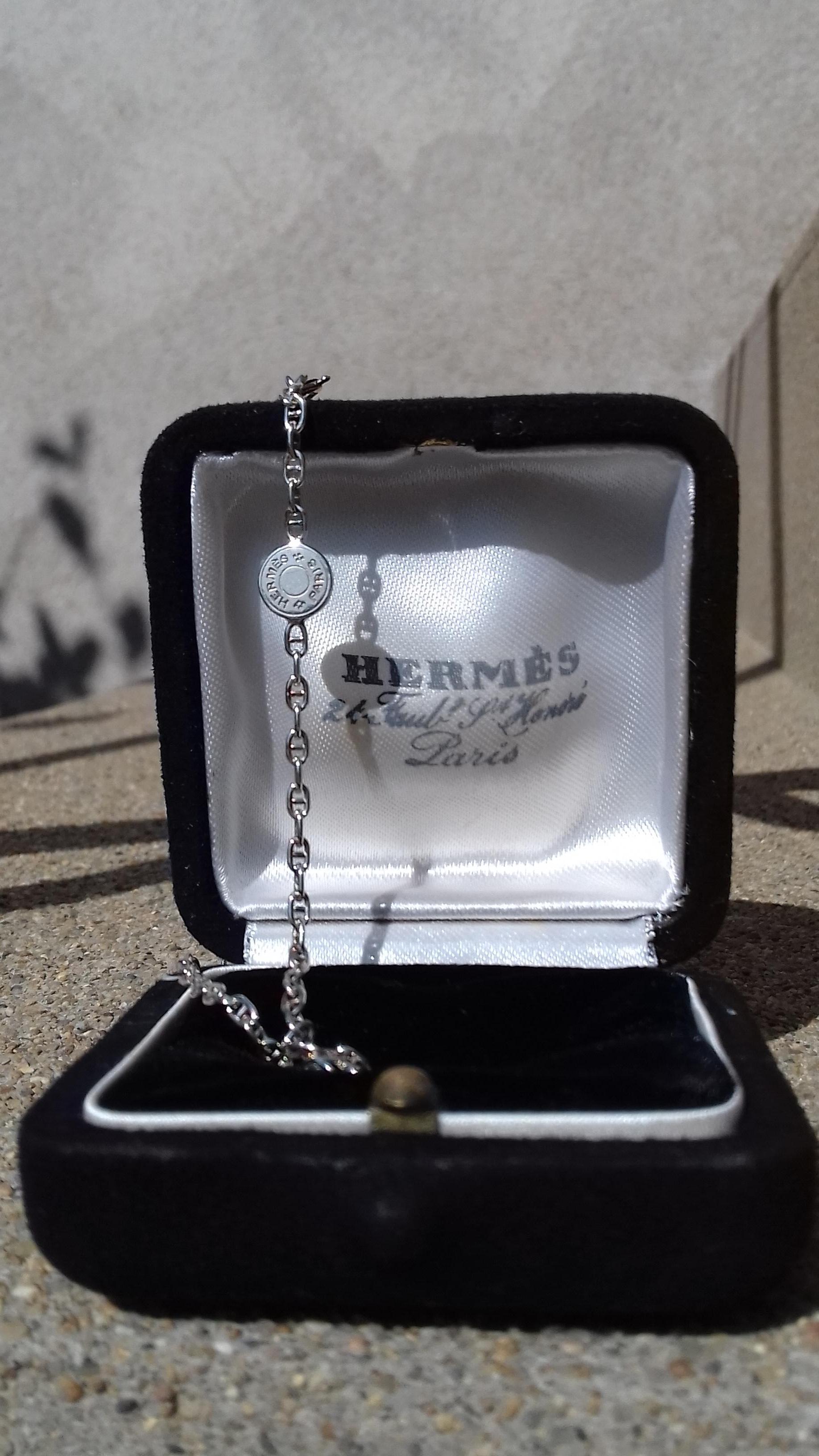 Hermès Cute Mini Chaine d'Ancre Clou de Selle Chain Necklace Silver RARE 9