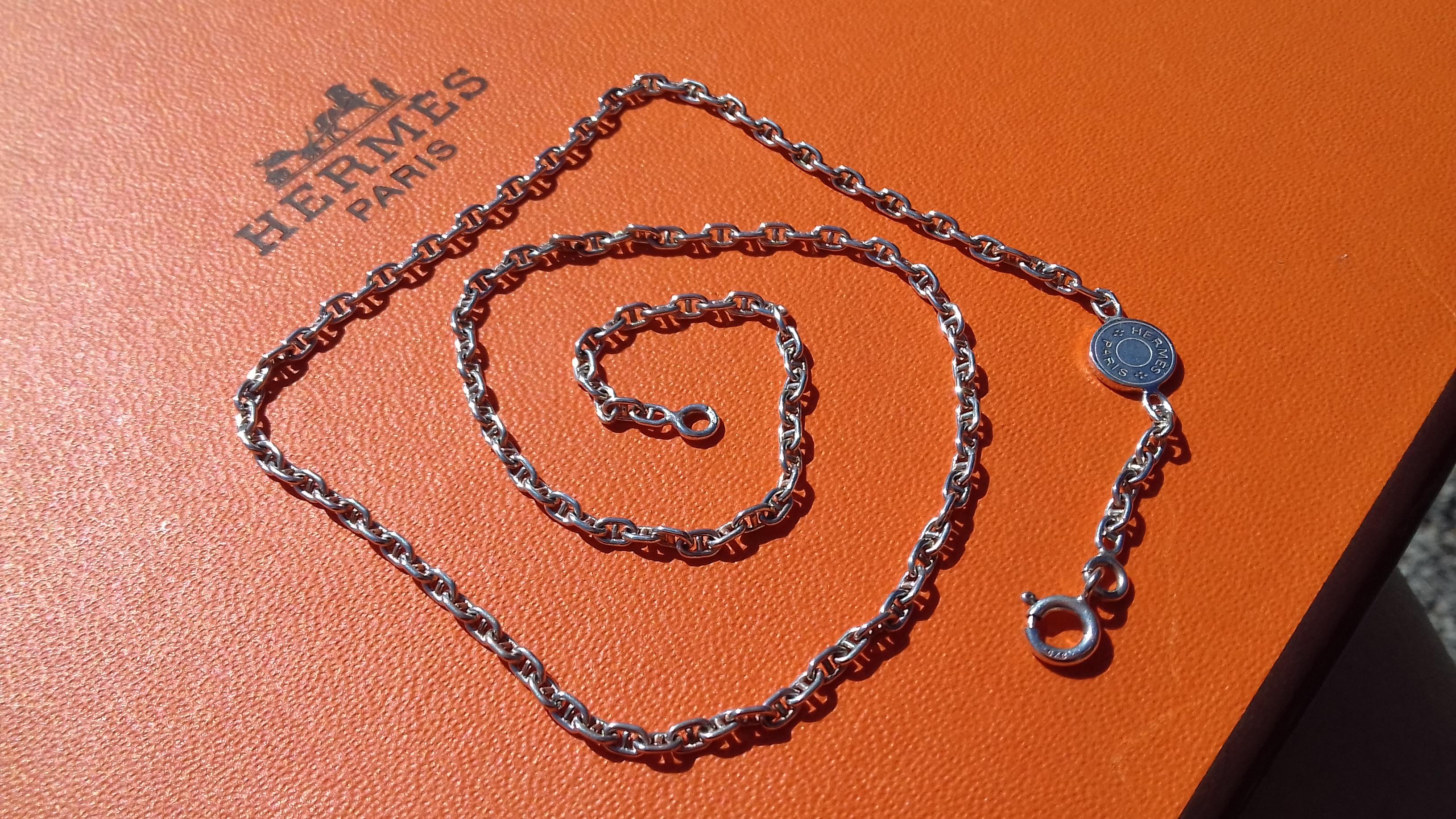 Hermès Cute Mini Chaine d'Ancre Clou de Selle Chain Necklace Silver RARE 10