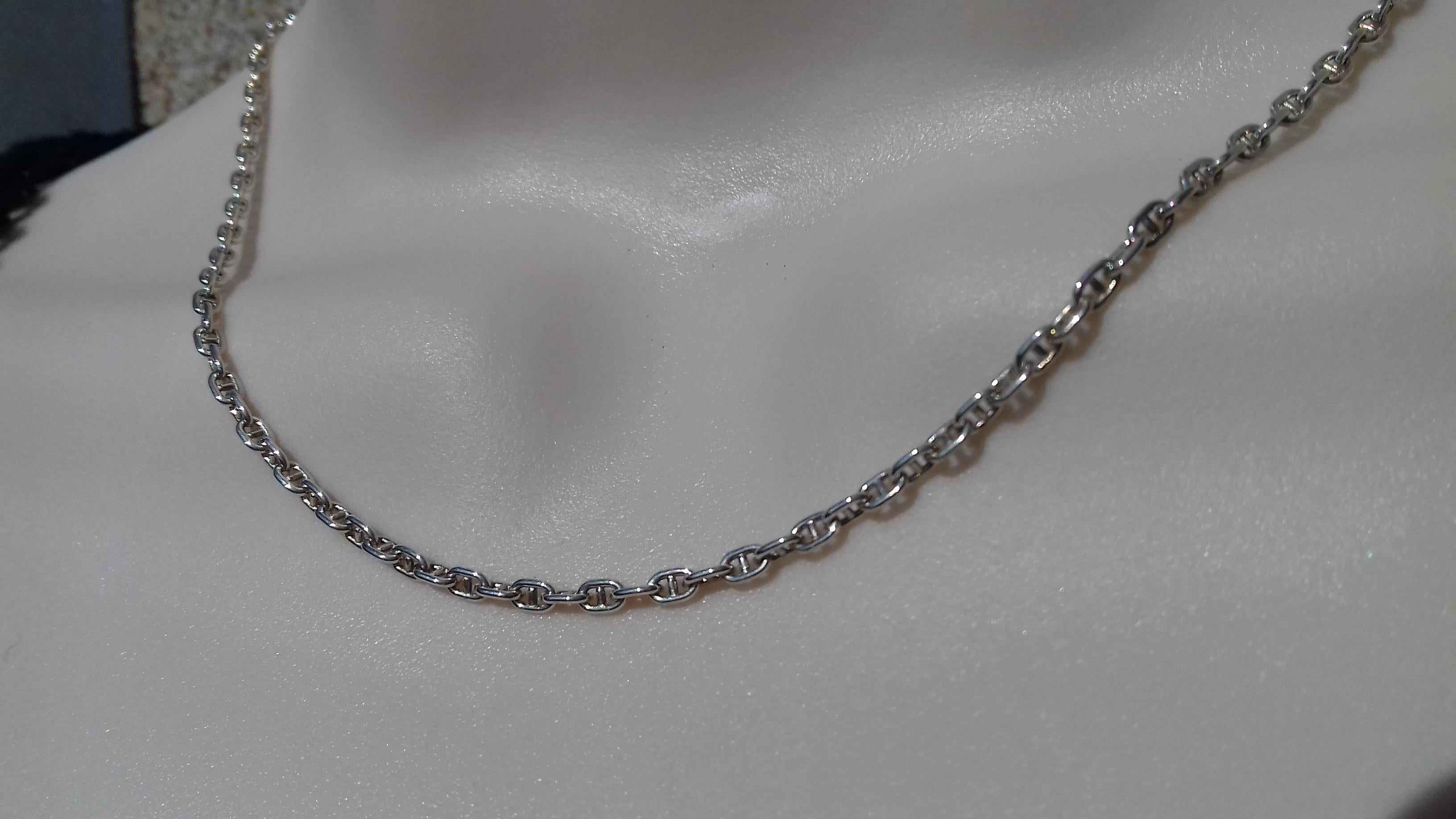 Hermès Cute Mini Chaine d'Ancre Clou de Selle Chain Necklace Silver RARE 3