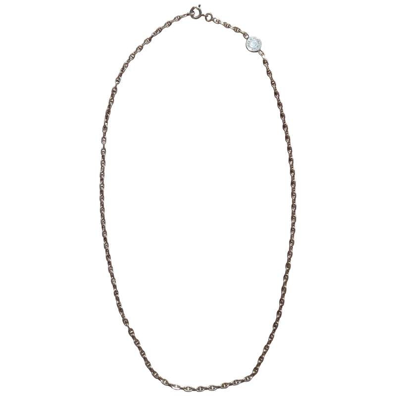 Hermès Cute Mini Chaine d'Ancre Clou de Selle Chain Necklace Silver ...