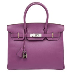 Hermes Cyclamen Chevre Leather Palladium Finish Birkin 30 Bag