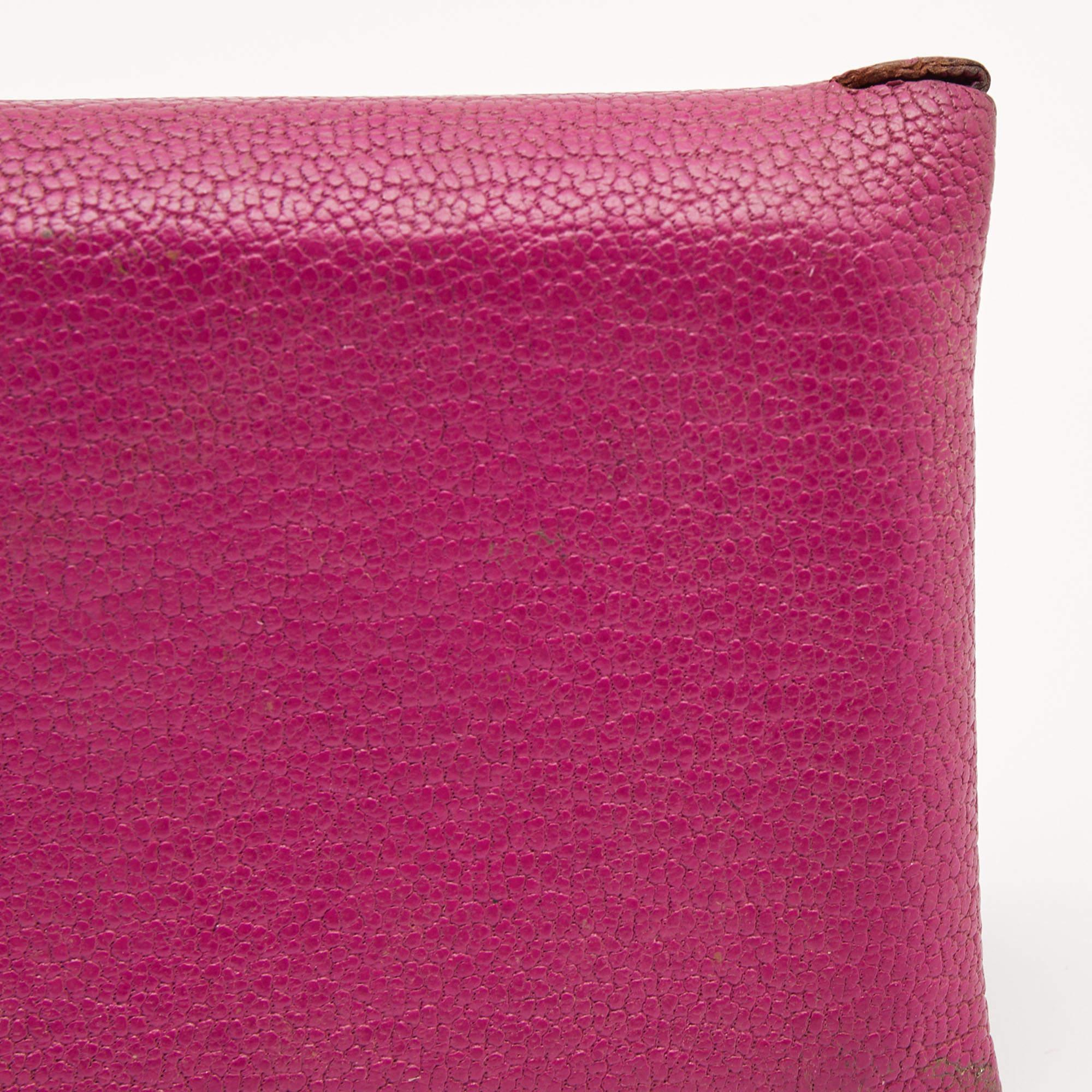 Pink Hermes Cyclamen Chevre Mysore Leather Calvi Card Holder For Sale