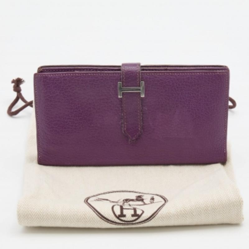 Hermès Cyclamen Chevre Mysore Leather Palladium Finish Bearn Wallet For Sale 5