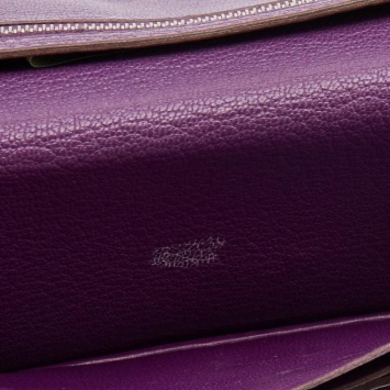 Hermès Cyclamen Chevre Mysore Leather Palladium Finish Bearn Wallet In Fair Condition For Sale In Dubai, Al Qouz 2