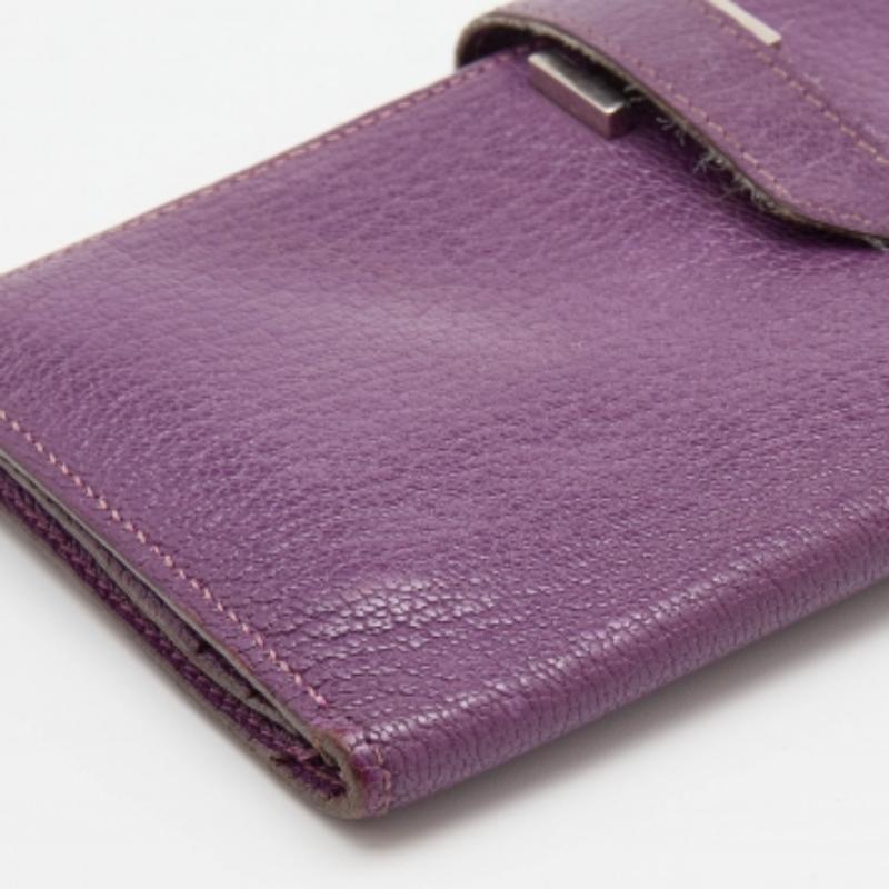 Hermès Cyclamen Chevre Mysore Leather Palladium Finish Bearn Wallet For Sale 1