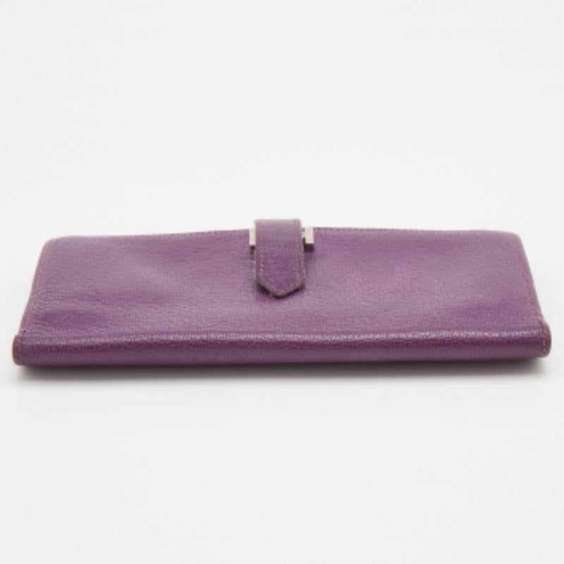 Hermès Cyclamen Chevre Mysore Leather Palladium Finish Bearn Wallet For Sale 3