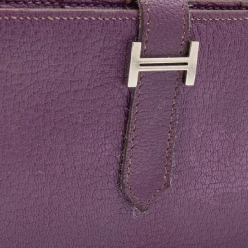 Hermès Cyclamen Chevre Mysore Leather Palladium Finish Bearn Wallet For Sale 4