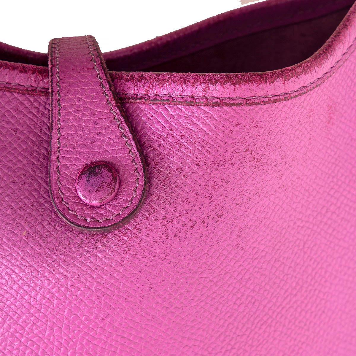 HERMES Cyclamen purple Epsom leather EVELYNE 16 TPM Crossbody Bag In Fair Condition In Zürich, CH