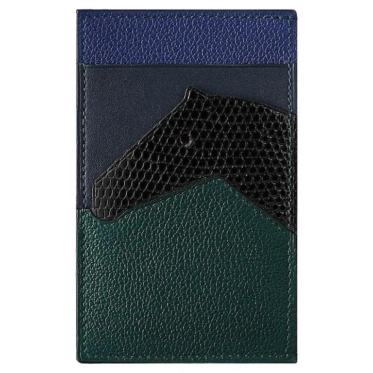 Hermes Cypress / Black / Dark Blue / Ink Little Horses card holder For