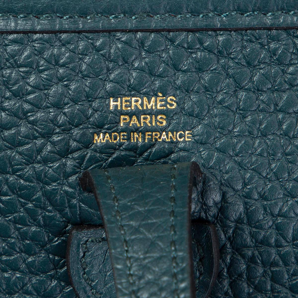 Women's HERMES Cypress green Clemence leather EVELYNE 16 TPM Bag Gold BNIB