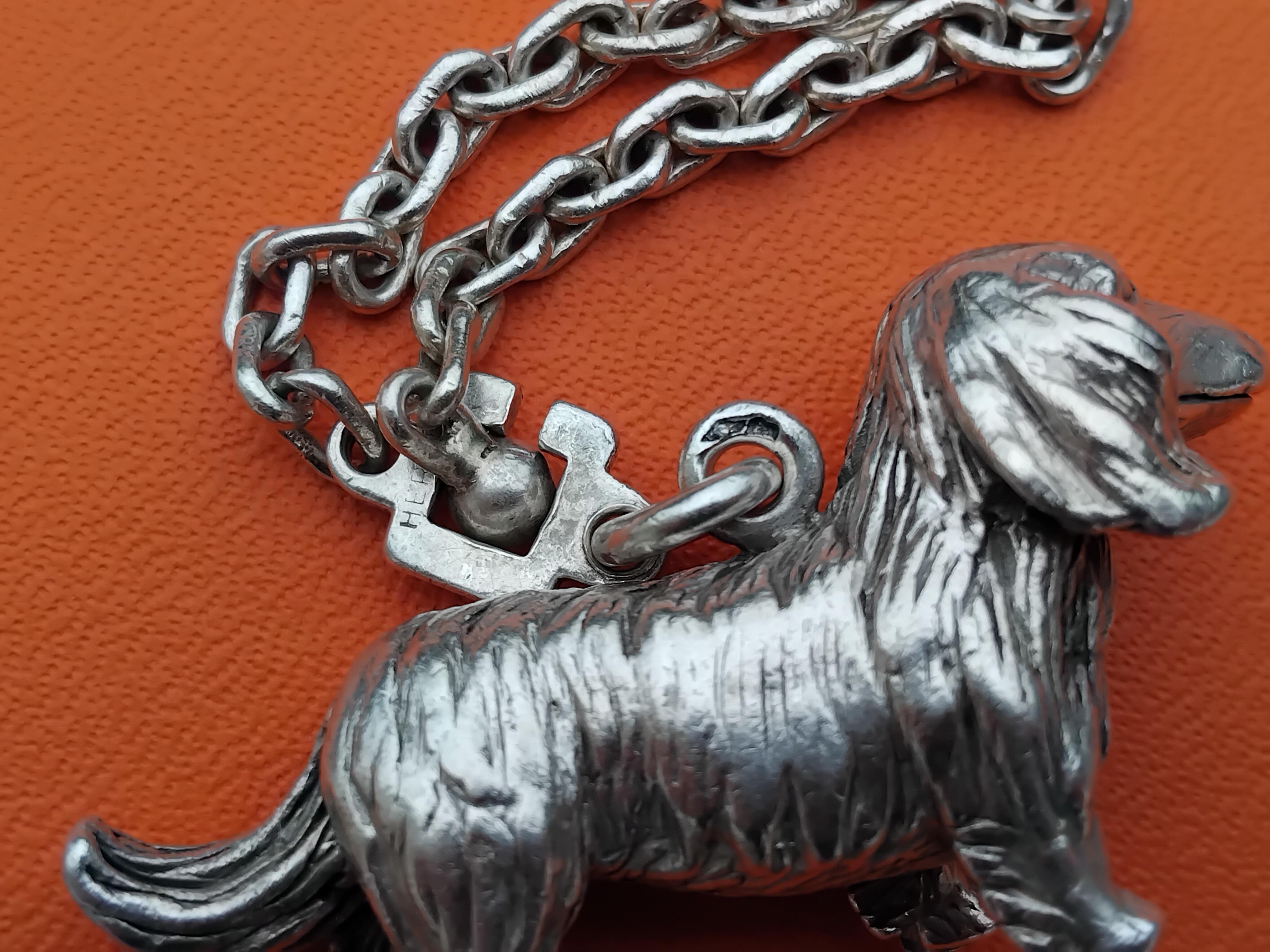 Hermès Bassotto a forma di cane Portachiavi Portachiavi Argento in vendita 6