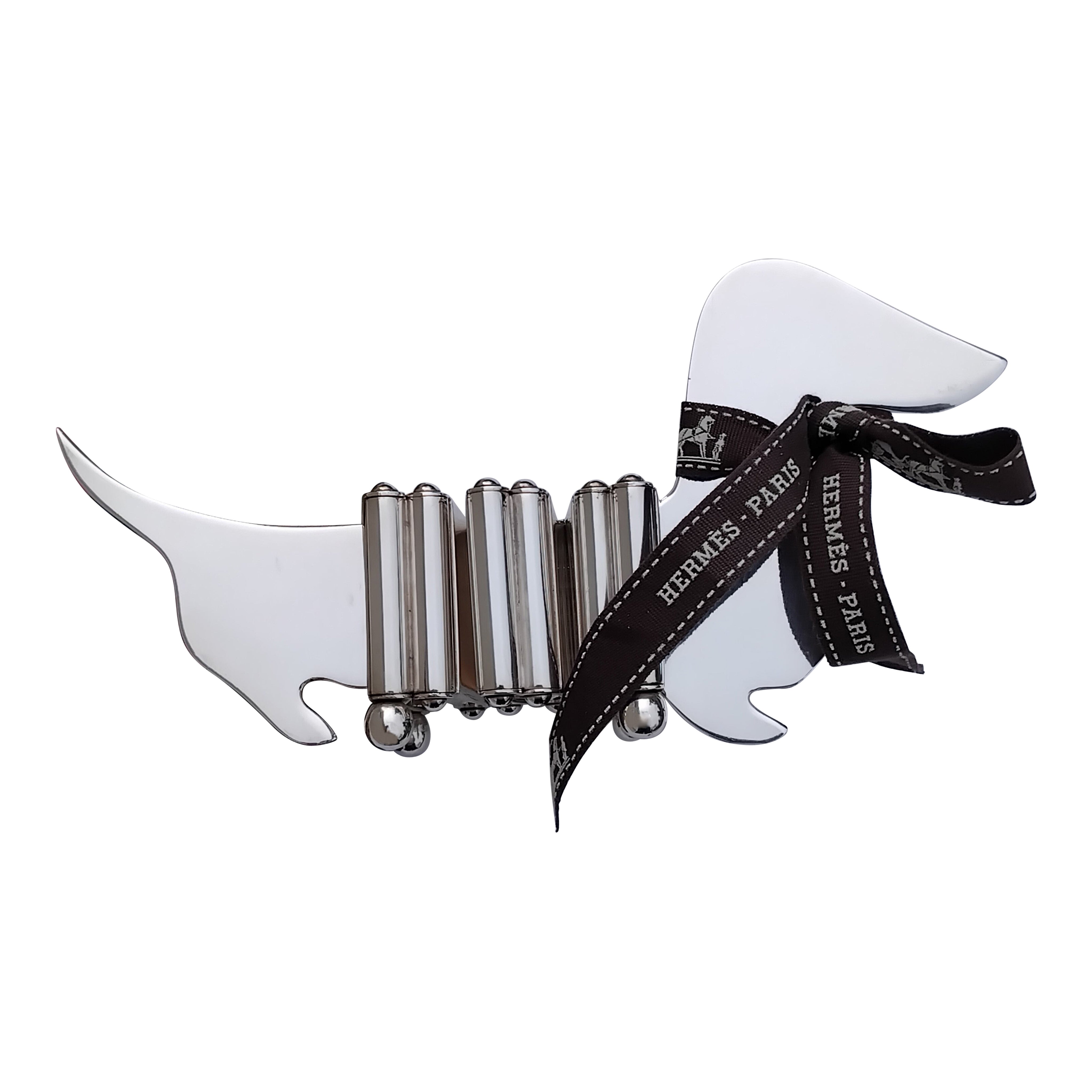 Hermès Dachshund Shaped Photos Frame Ercuis Silver For Sale