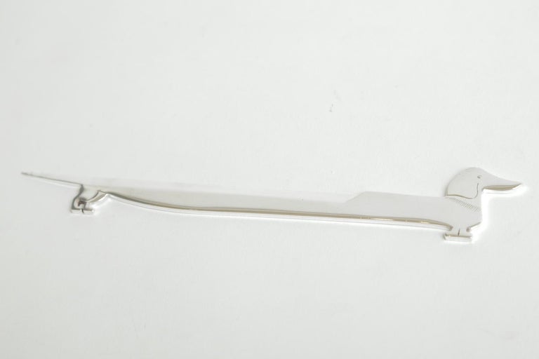 Hermès Dachshund Dog Silver Plate Letter Opener Desk Accessory Vintage