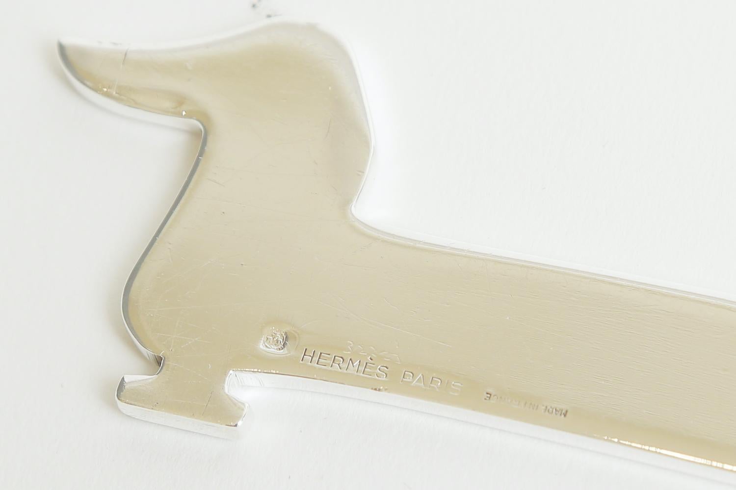 Hermès Dachshund Dog Silver Plate Letter Opener Desk Accessory Vintage Rare 2