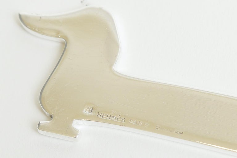 Hermès Dachshund Dog Silver Plate Letter Opener Desk Accessory Vintage