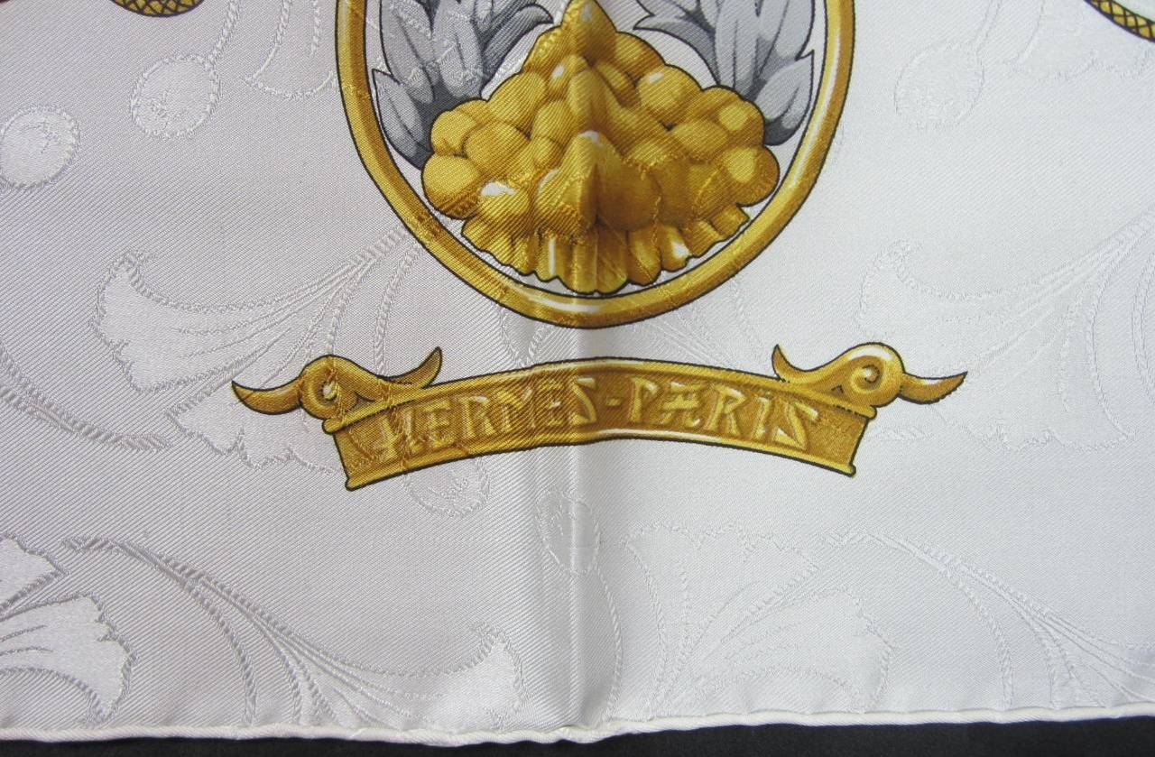 Beige Hermes Daimyo princes du soleil levant silk scarf  New, Never worn with box 