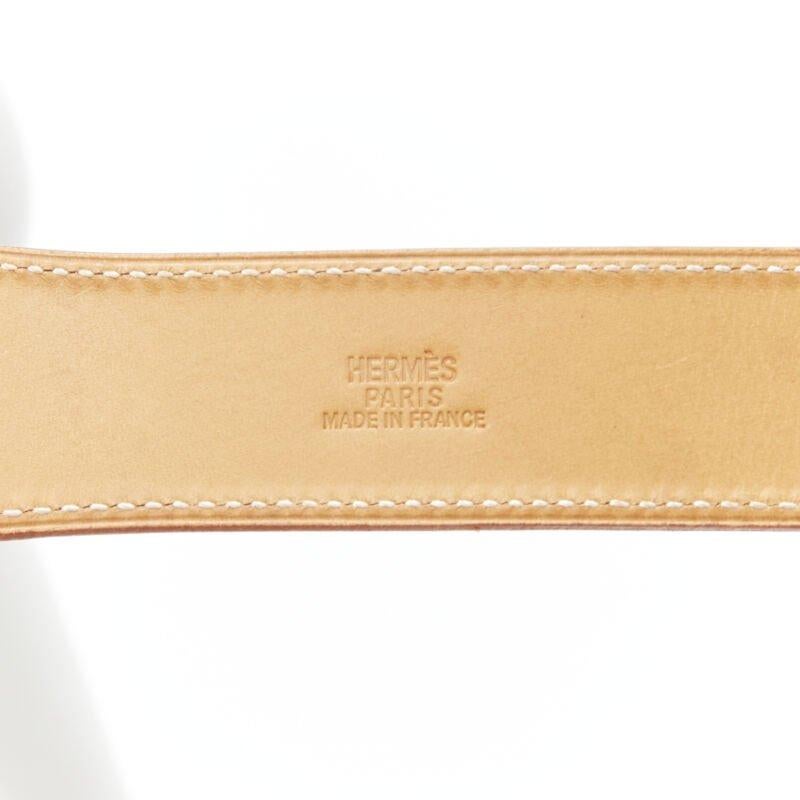 Dalvy Natural Sable Safran Hellbrauner Leder-Armreif mit goldener Schleife von Hermès Damen im Angebot