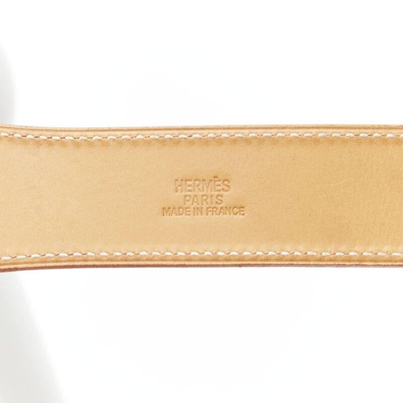 Women's HERMES Dalvy Natural Sable Safran tan leather Seller gold loop charm bangle
