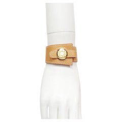 HERMES Dalvy Natural Sable Safran tan leather Seller gold loop charm bangle