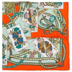 Hermès 'Dame de Coeur A Vous L'Honneur' Card Print Silk Scarf