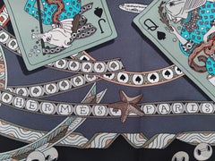 Hermès Dame De Coeur Silk Scarf Pierre Marie Black Grey 35'