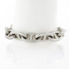 Hermes D'ancre Unisex Sterling Silver Heavy Link Chain Bracelet w/ Toggle Clasp