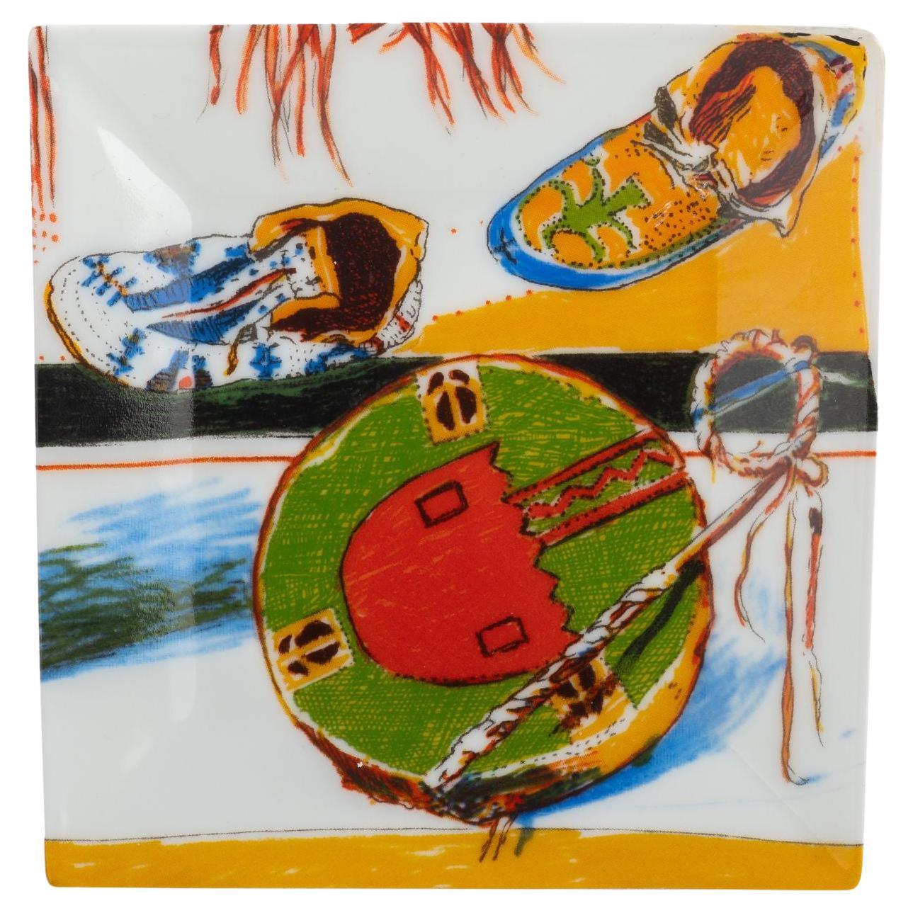 Hermès Danse Porcelaine, quadratischer Teller im Angebot