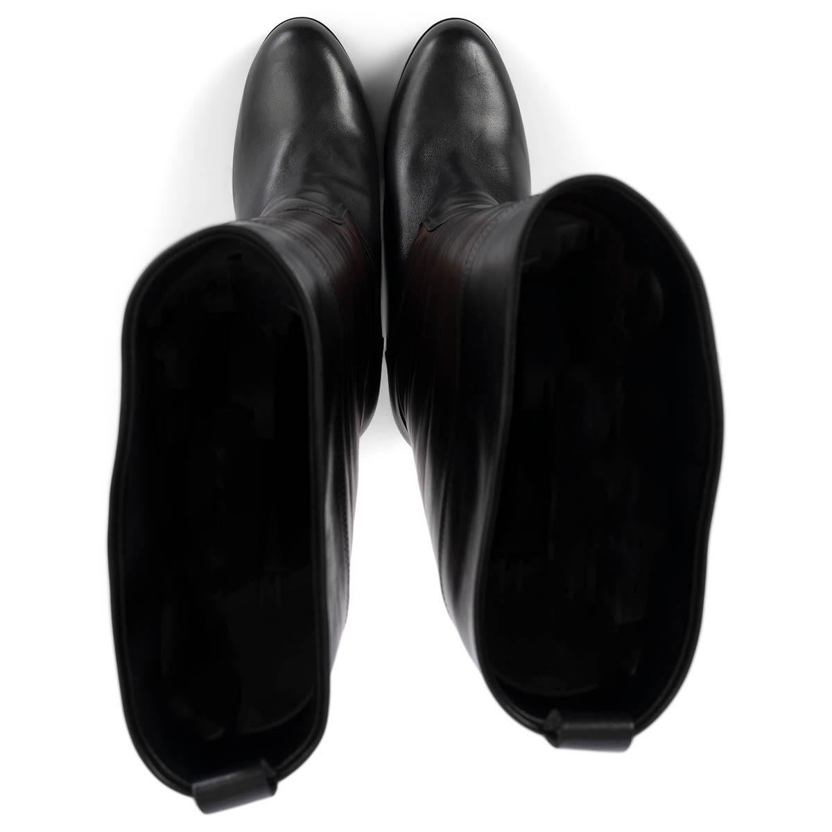 Women's HERMES dark brown & black leather 2010 PLATFORMBoots Shoes 40.5 For Sale