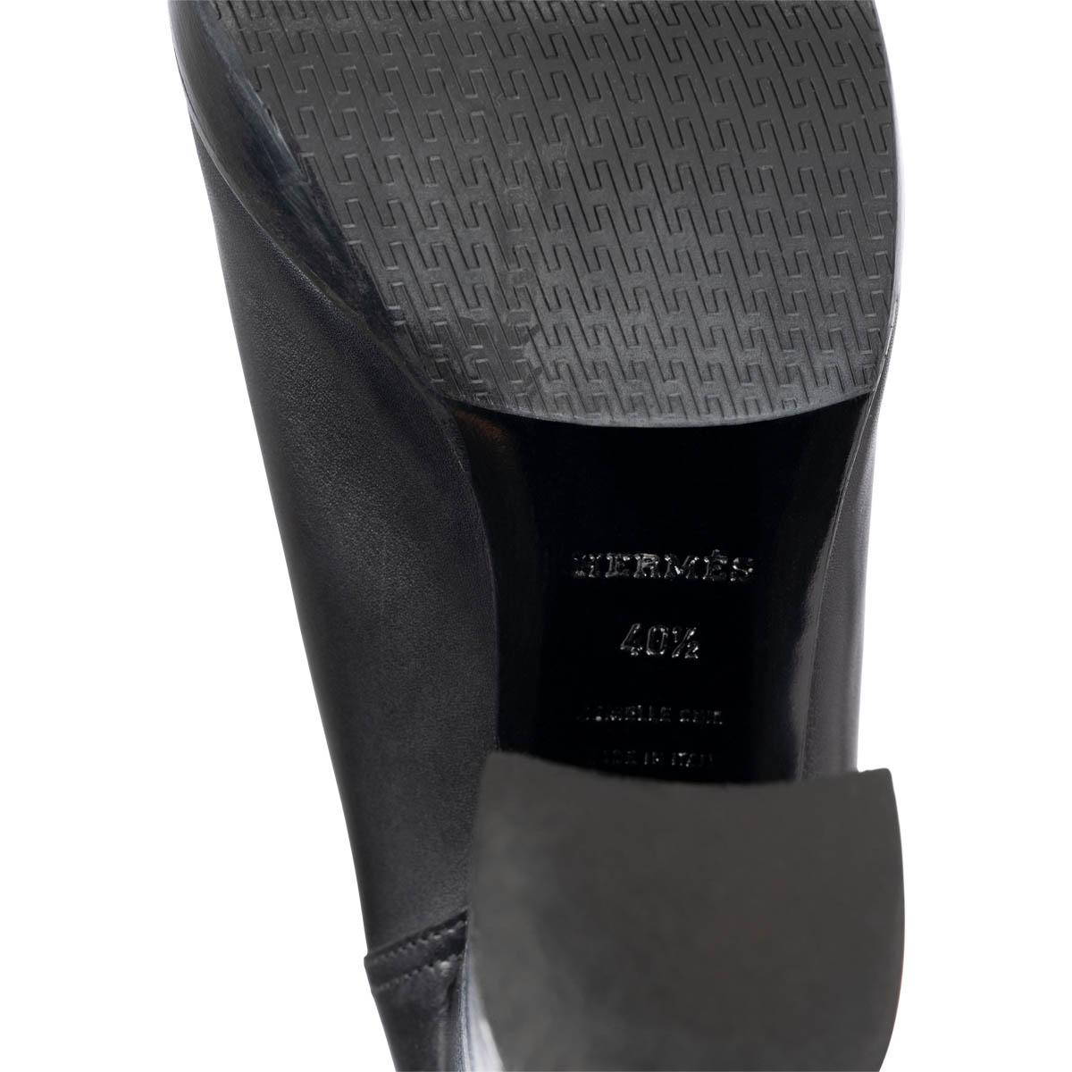 HERMES cuir marron foncé et noir 2010 PLATFORMBoots Chaussures 40.5 en vente 1