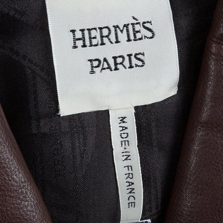 Hermes Dark Brown Calfskin Buttondown Blazer S For Sale at 1stDibs