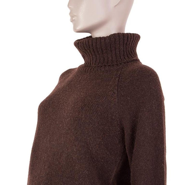 HERMES dark brown camel hair THICK TURTLENECK Sweater 34 XXS For Sale at  1stDibs