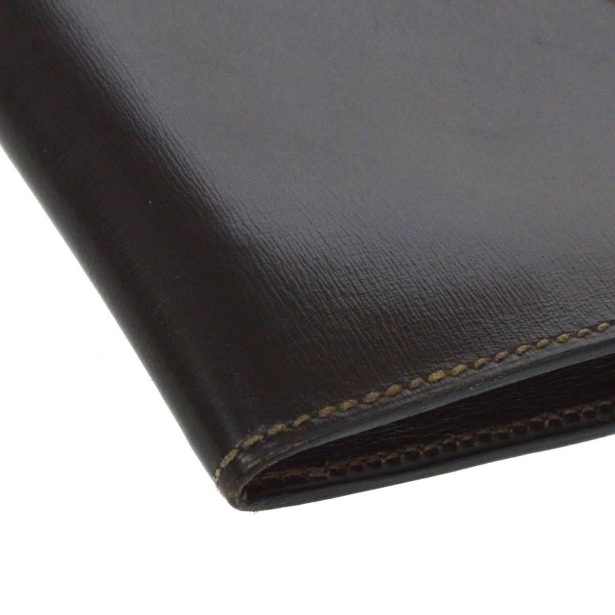 Black Hermes Dark Brown Chocolate Leather Envelope Evening Clutch Flap Bag