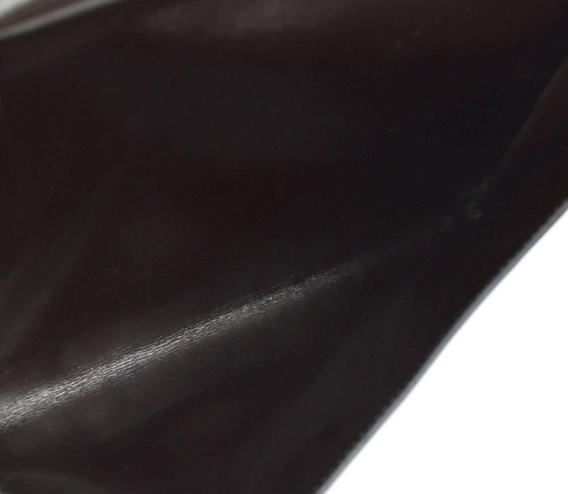 Hermes Dark Brown Chocolate Leather Envelope Evening Clutch Flap Bag In Good Condition In Chicago, IL