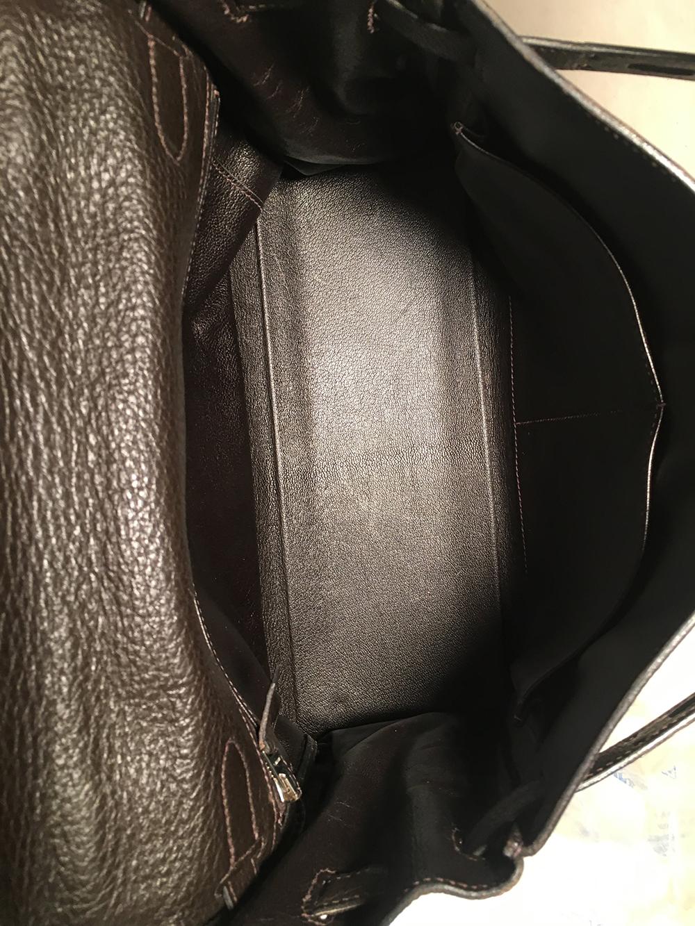 Hermes Dark Brown Clemence Leather 32cm Kelly Bag PDH 3