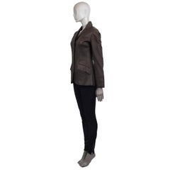 HERMES dark brown DEER SKIN LEATHER BUTTON-FRONT Jacket 38 S