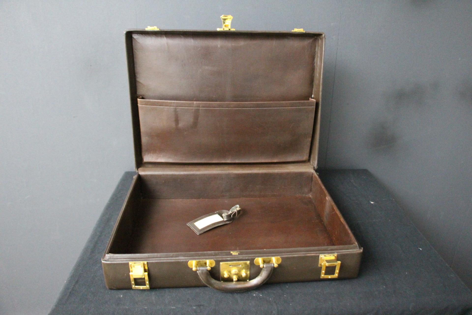 Hermès Dark Brown Leather Briefcase, Hermes Attache, Hermes Bag For Sale 6