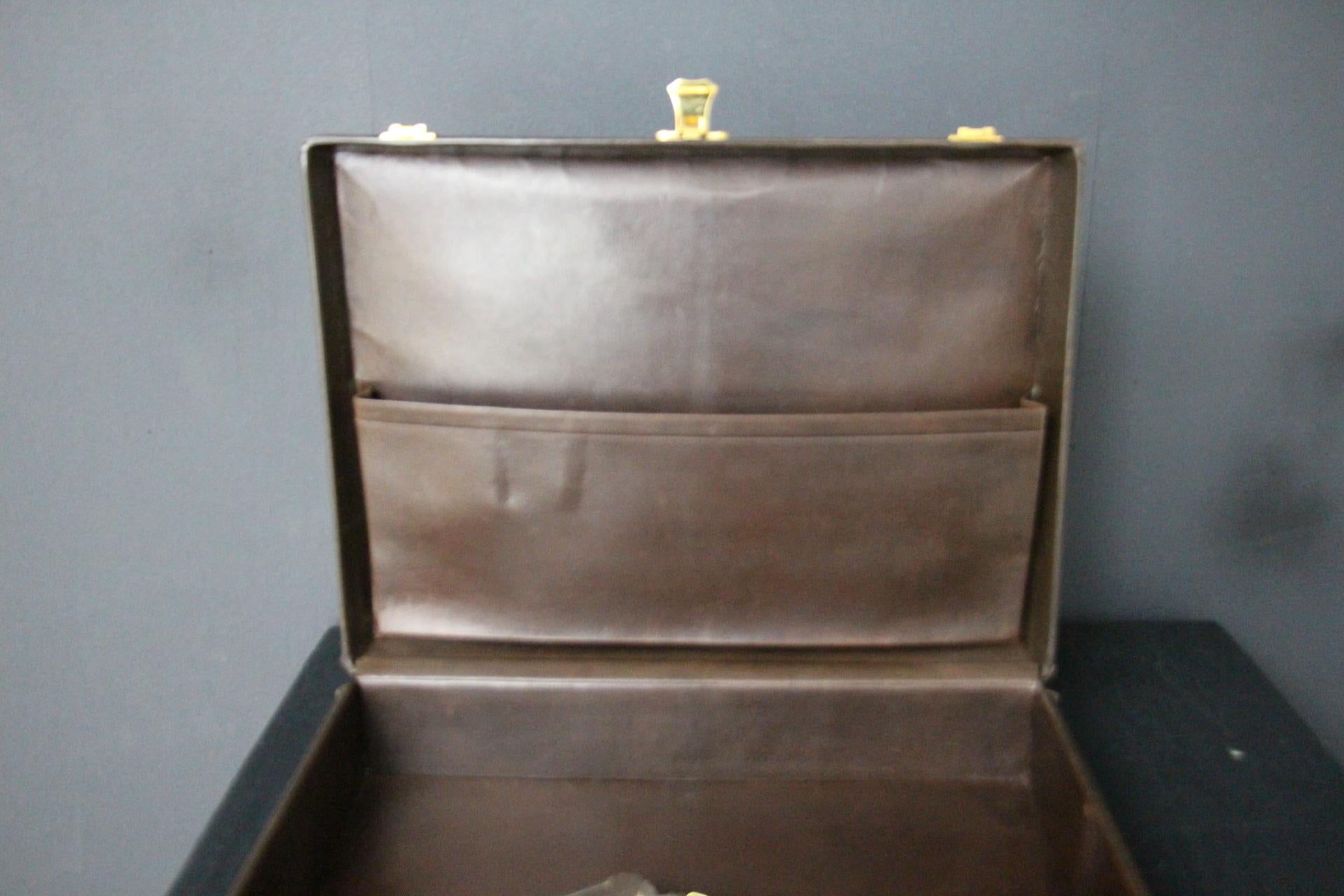 Hermès Dark Brown Leather Briefcase, Hermes Attache, Hermes Bag For Sale 10