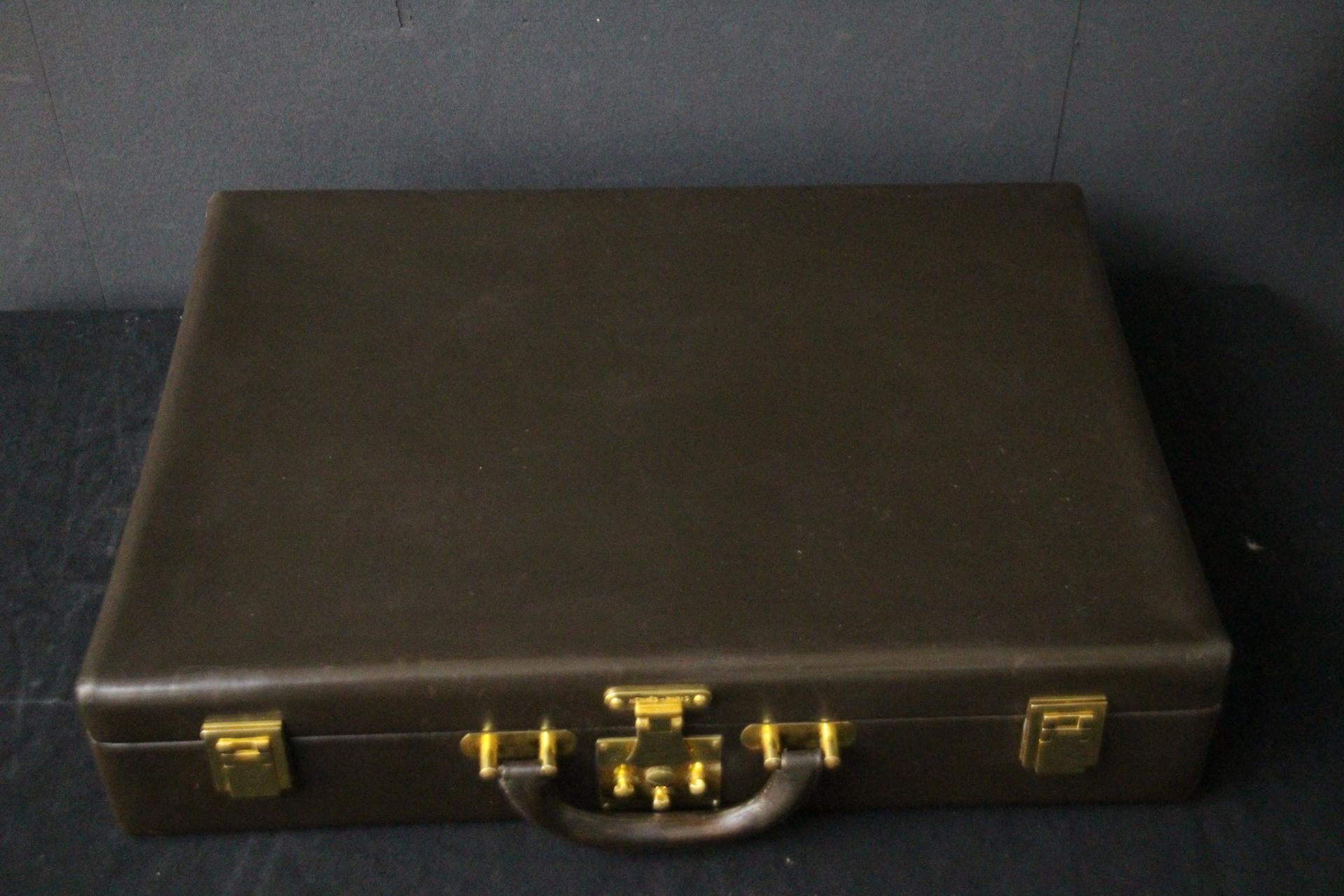 Hermès Dark Brown Leather Briefcase, Hermes Attache, Hermes Bag For Sale 2