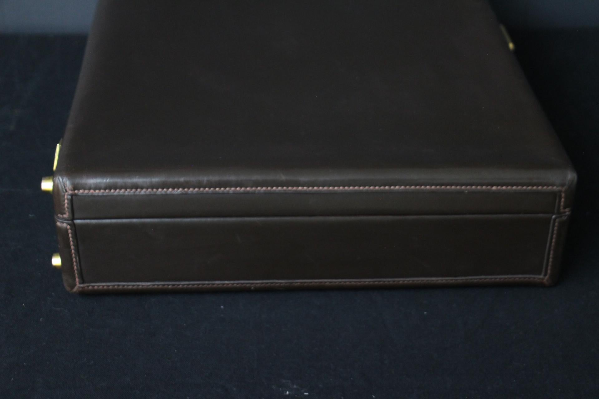 Hermès Dark Brown Leather Briefcase, Hermes Attache, Hermes Bag For Sale 3
